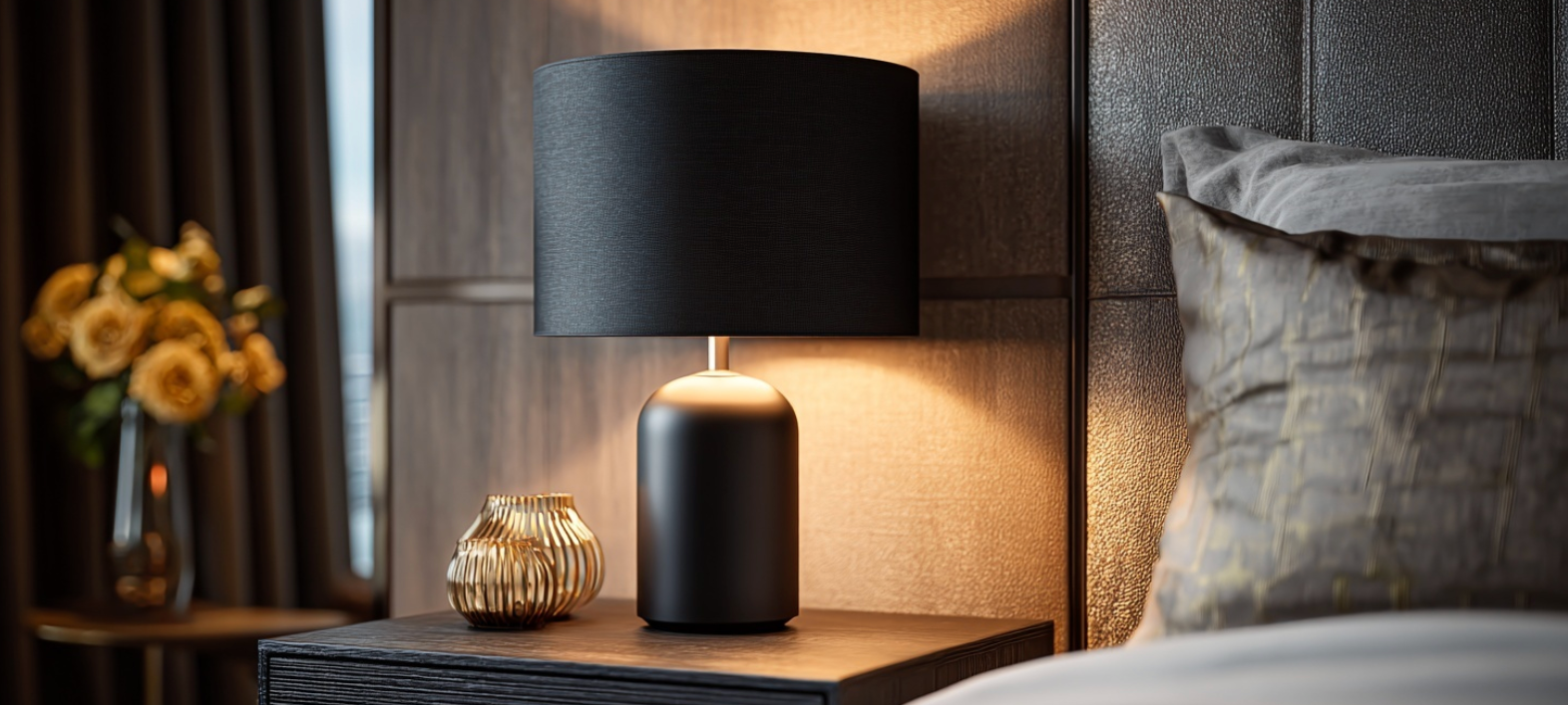 Lampe de chevet noire moderne