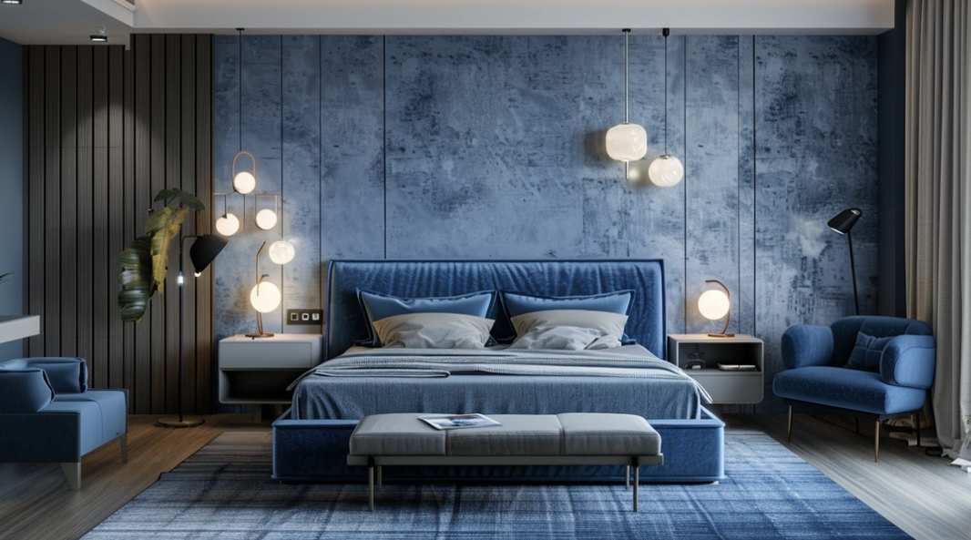 Chambre bleue et grise : une harmonie douce et contemporaine