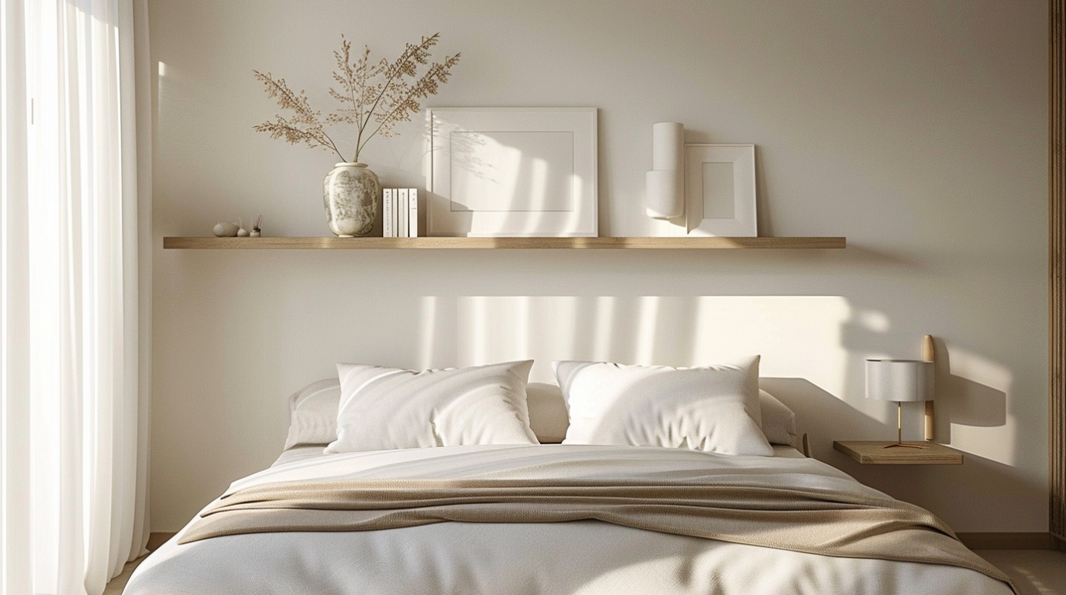 Optimiser l’espace avec une étagère au-dessus du lit