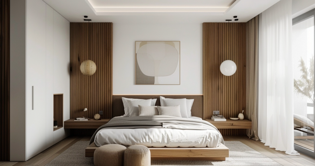 Une chambre blanc et marron pour une atmosphère douce et chaleureuse