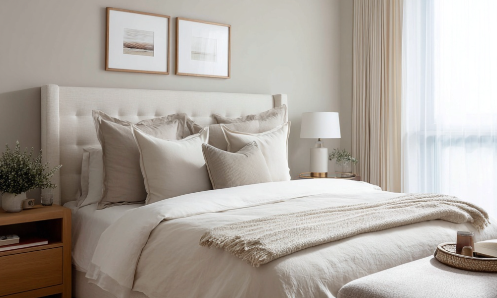 Chambre parentale beige : une ambiance douce et intemporelle pour l'espace nuit
