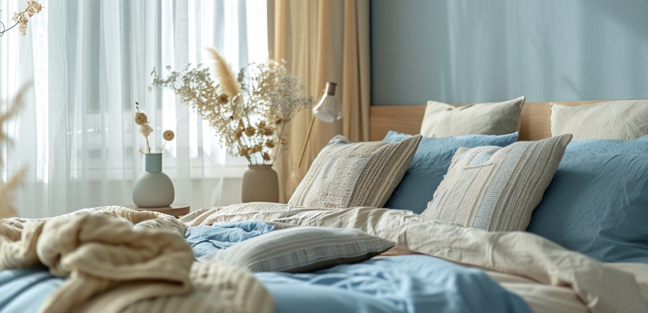 Chambre bleu et beige : une harmonie douce et intemporelle