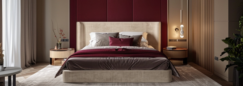 Chambre bordeaux et beige : une alliance élégante et chaleureuse