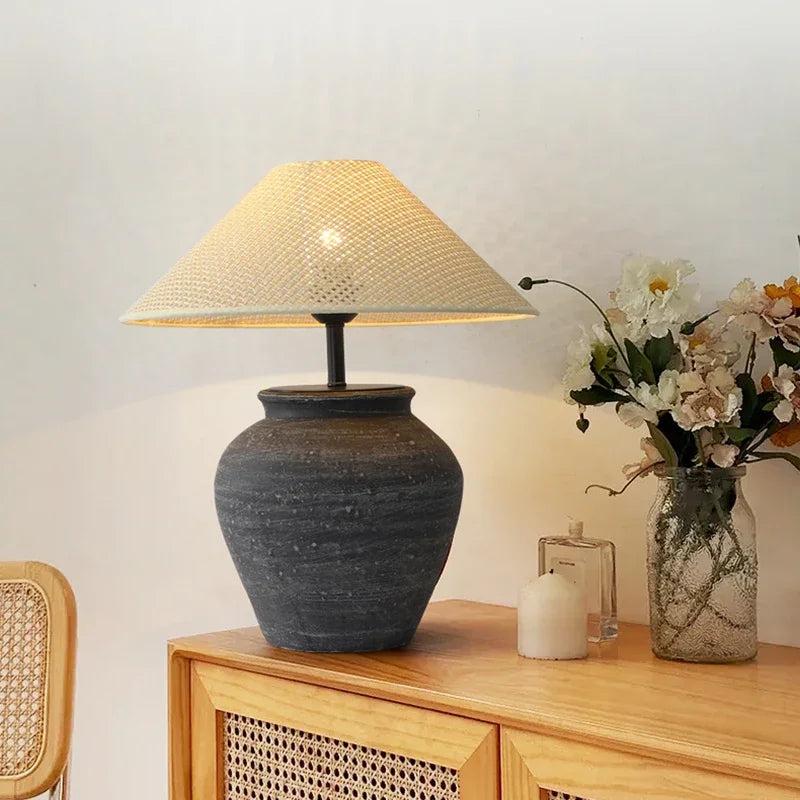 Abat jour pour lampe de chevet rotin