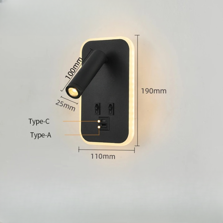 Port de charge USB et USB-C noir 