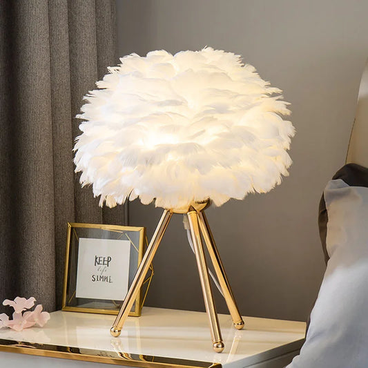 Lampe de chevet a plume