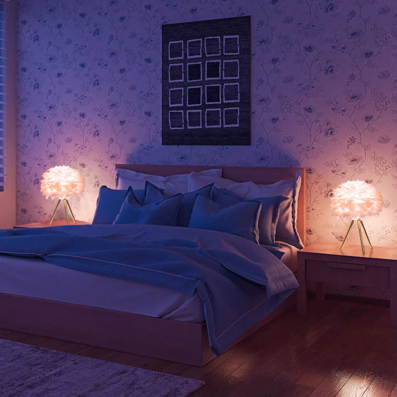Lampe de chevet a plume