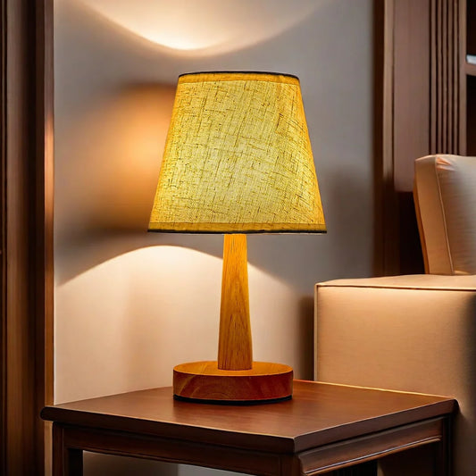 Lampe de chevet avec pied en bois
