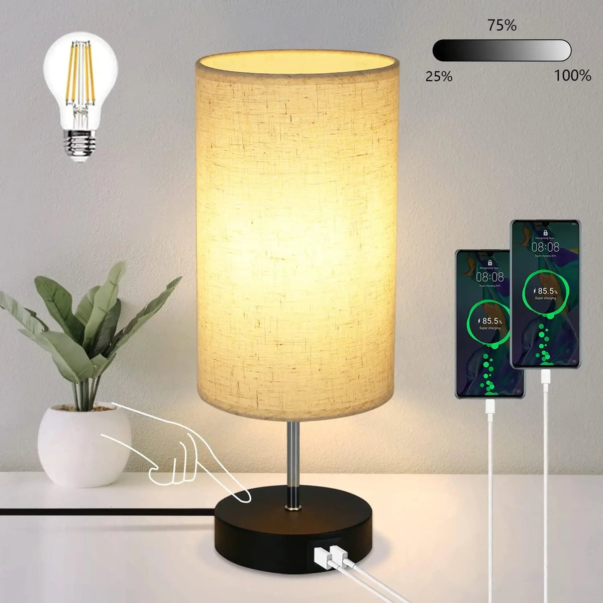 Lampe de chevet avec port USB C