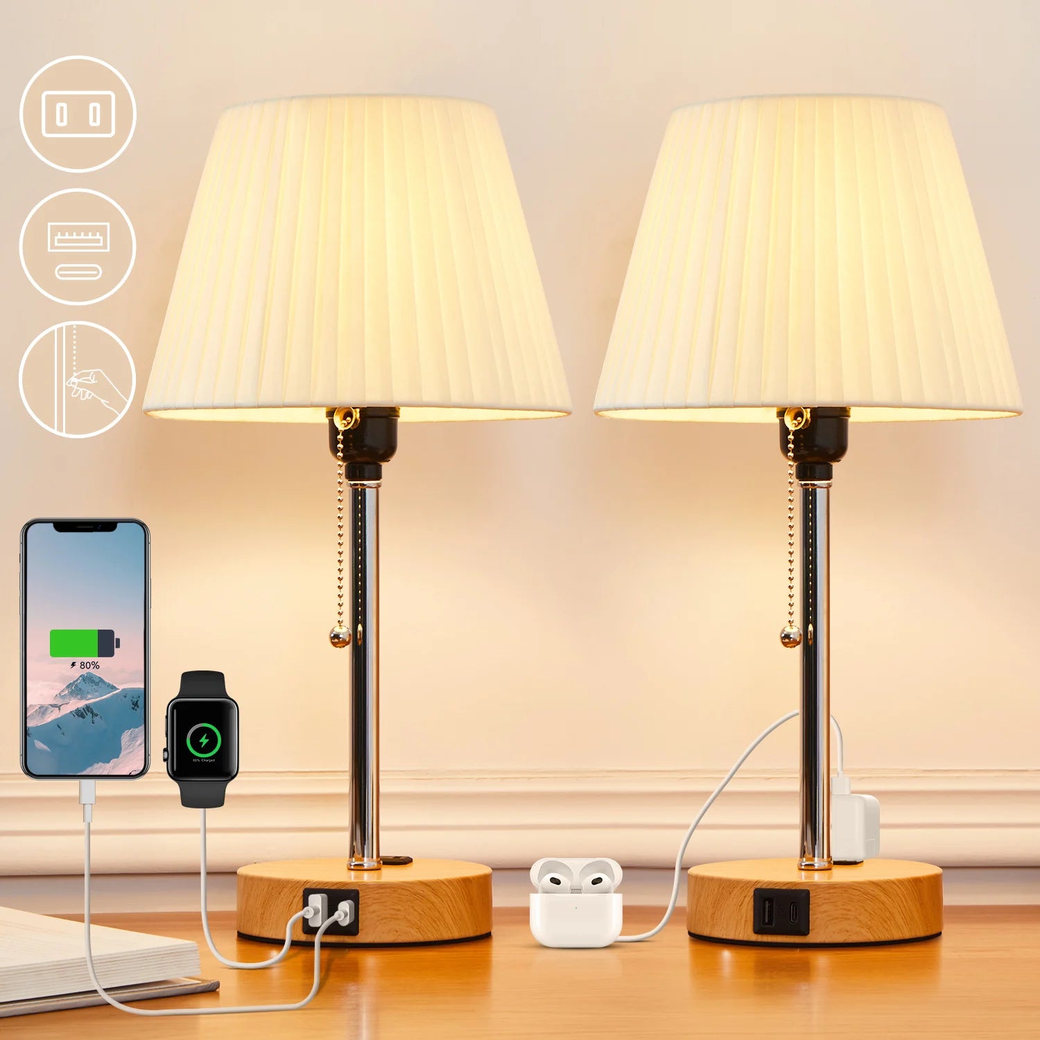 Lampe de chevet avec prise usb