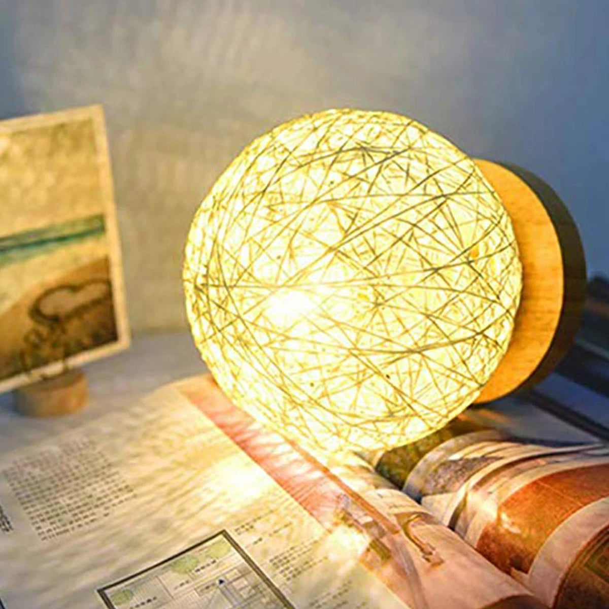 Lampe de chevet bambou rotin