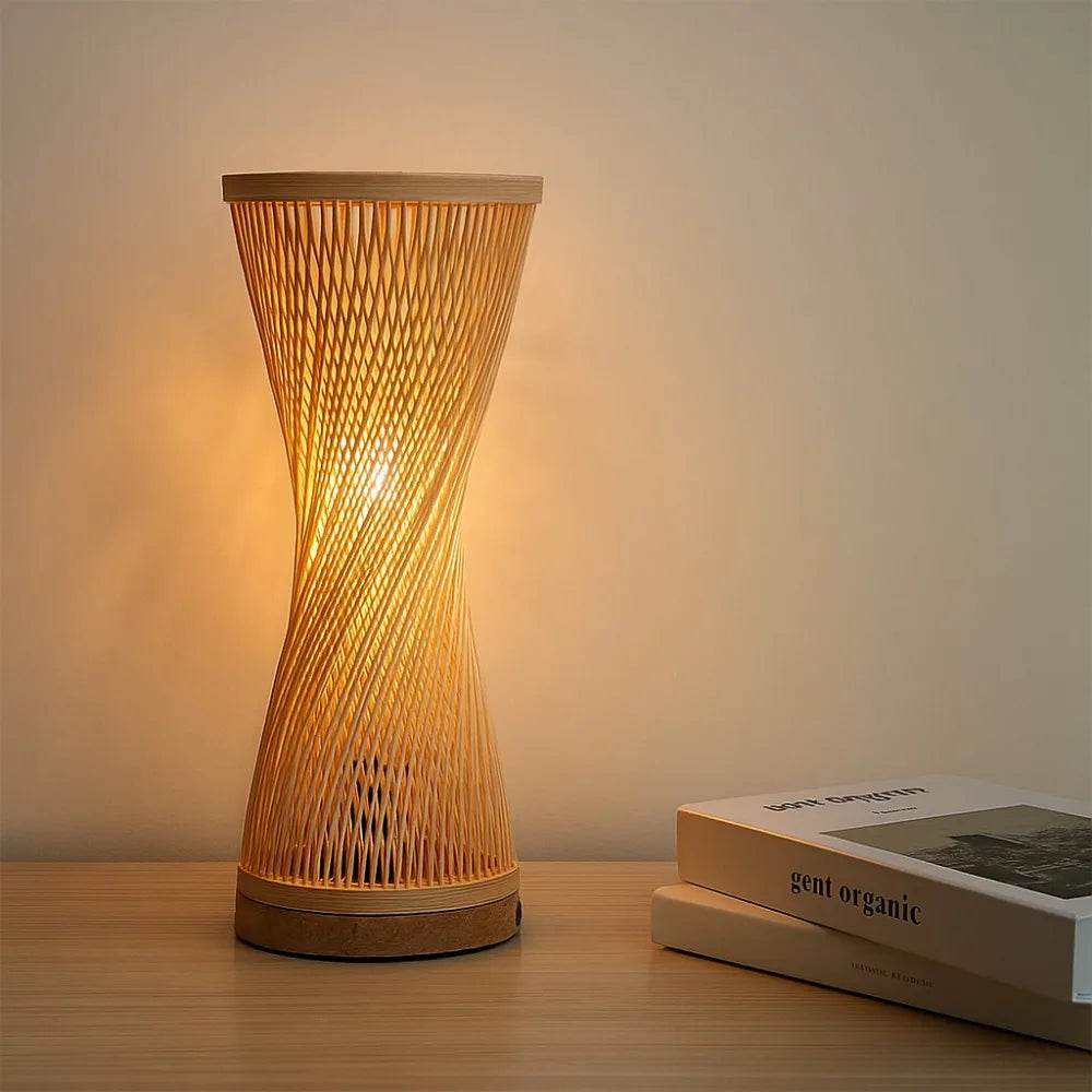 Lampe de chevet bambou rotin