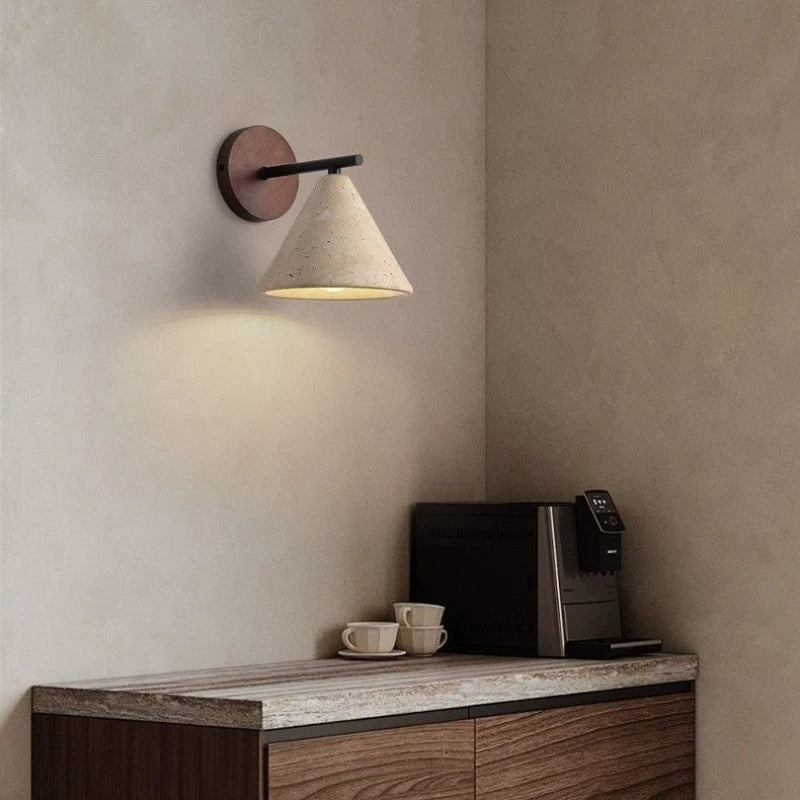 Lampe de chevet beige et bois
