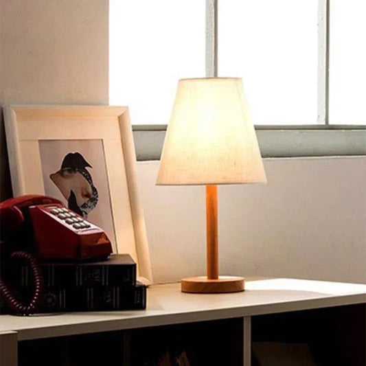 Lampe de chevet blanc et bois