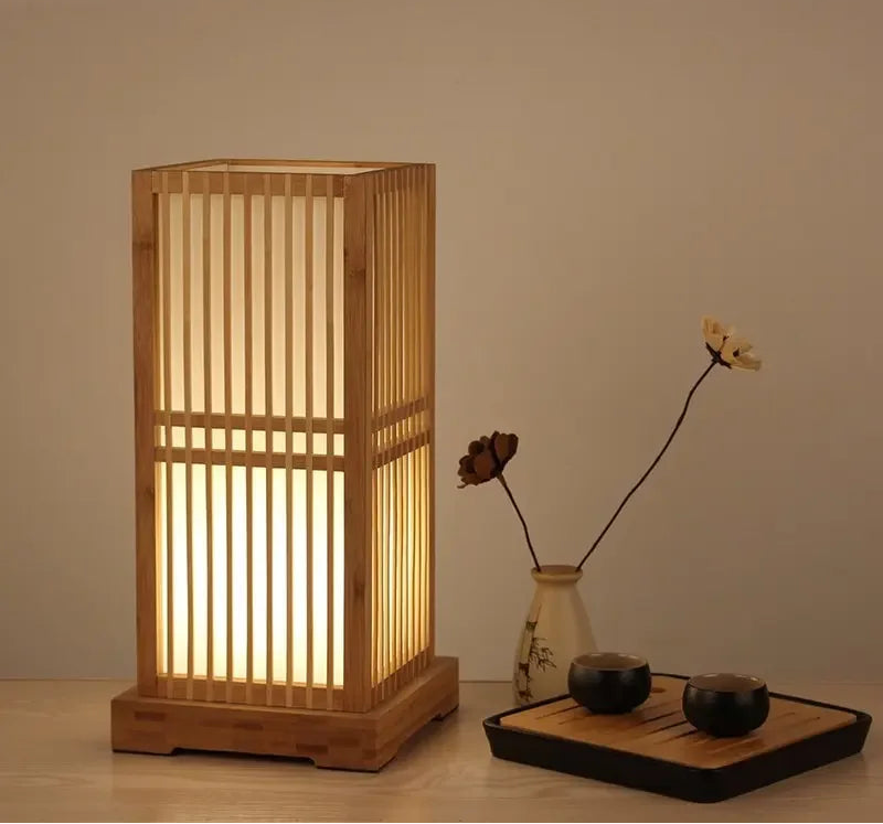 Lampe de chevet bois brut