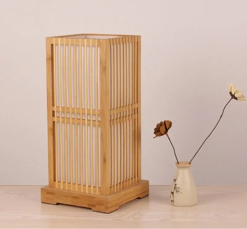 Lampe de chevet bois brut