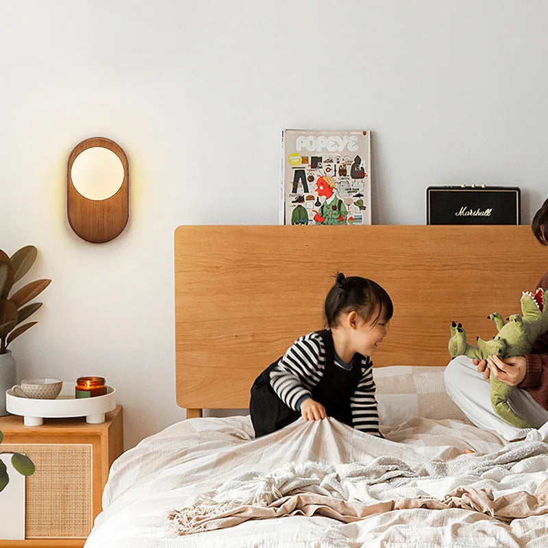Lampe de chevet bois brut