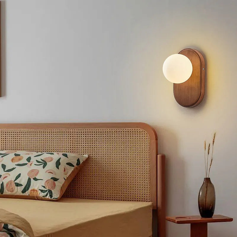 Lampe de chevet bois brut