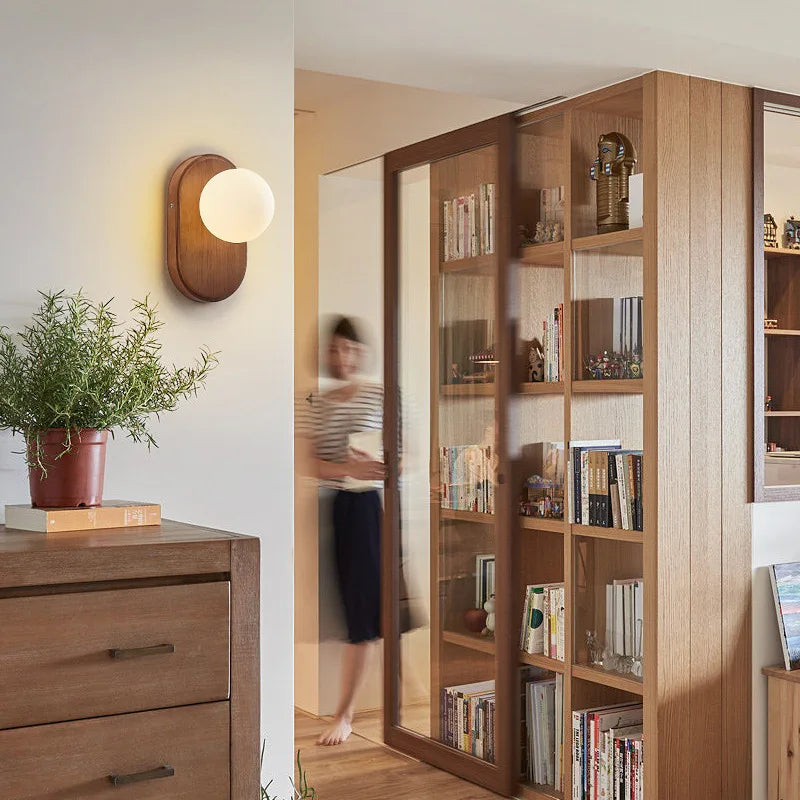 Lampe de chevet bois brut