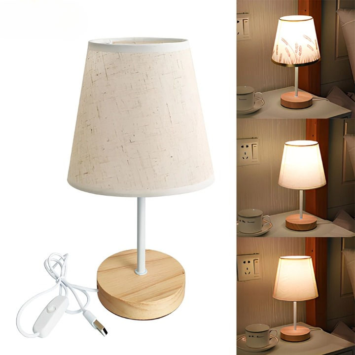 Lampe de chevet bois et blanc