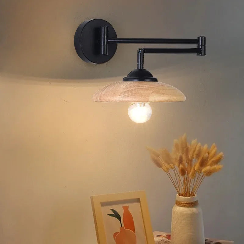Lampe de chevet bois noir