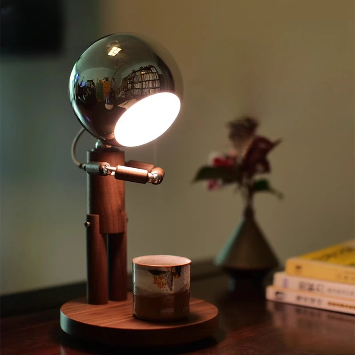 Lampe de chevet bonhomme en bois
