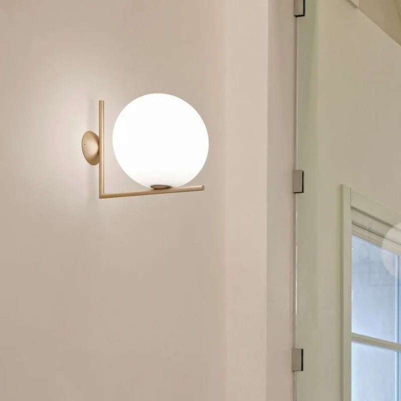 Lampe de chevet boule en verre
