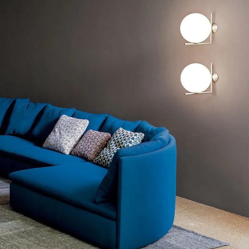 Lampe de chevet boule en verre