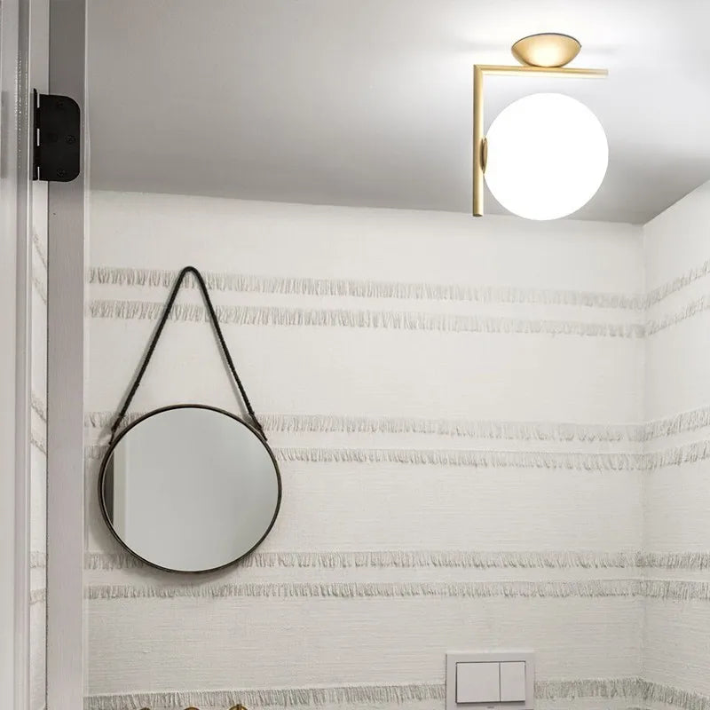 Lampe de chevet boule en verre