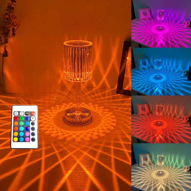 Lampe de chevet cristal tactile couleurs