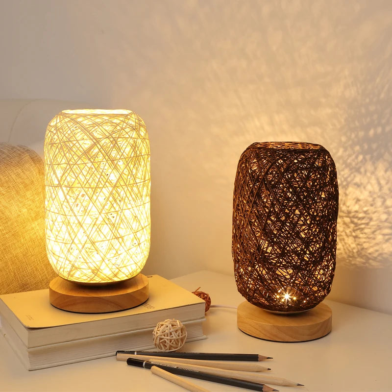 Lampe de chevet paille