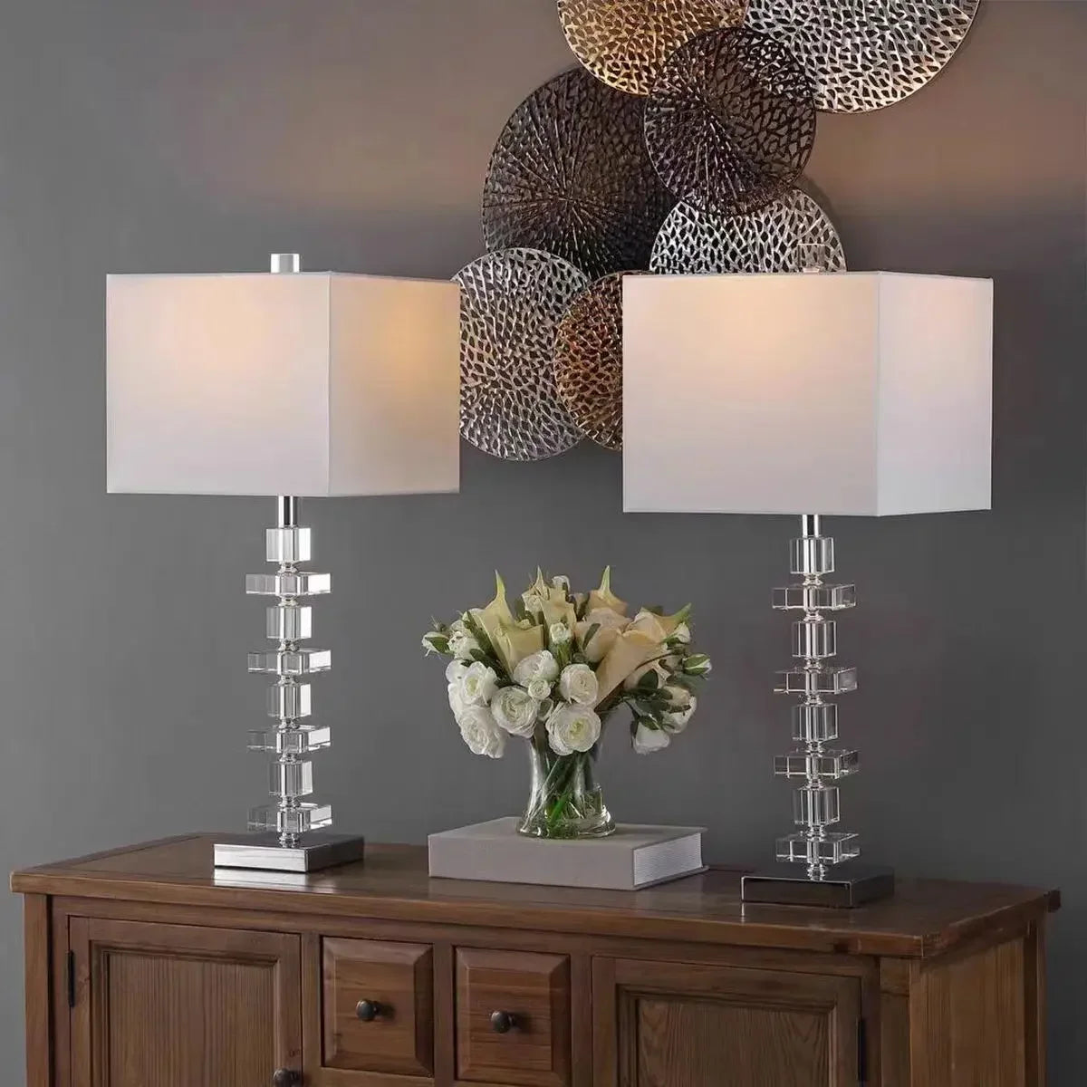 Lampe de chevet pied transparent