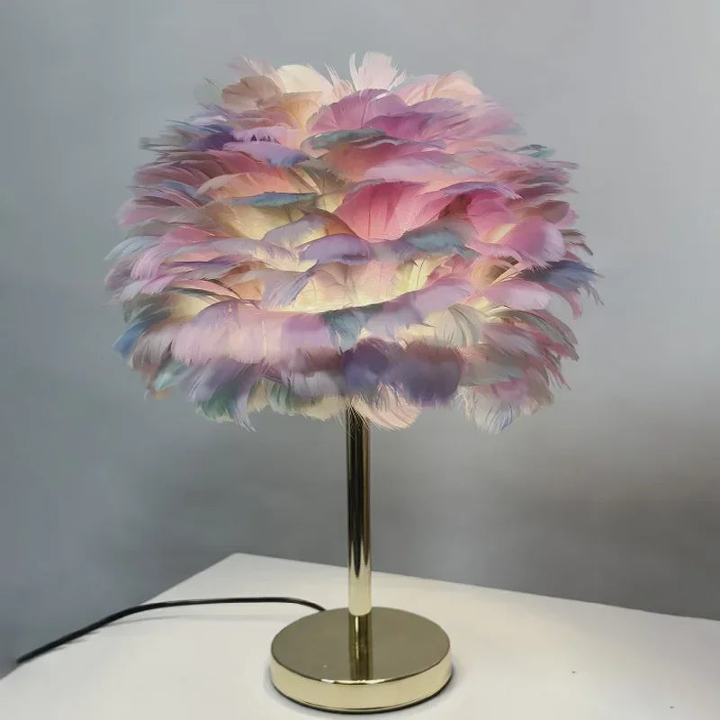 Lampe de chevet plume blanche