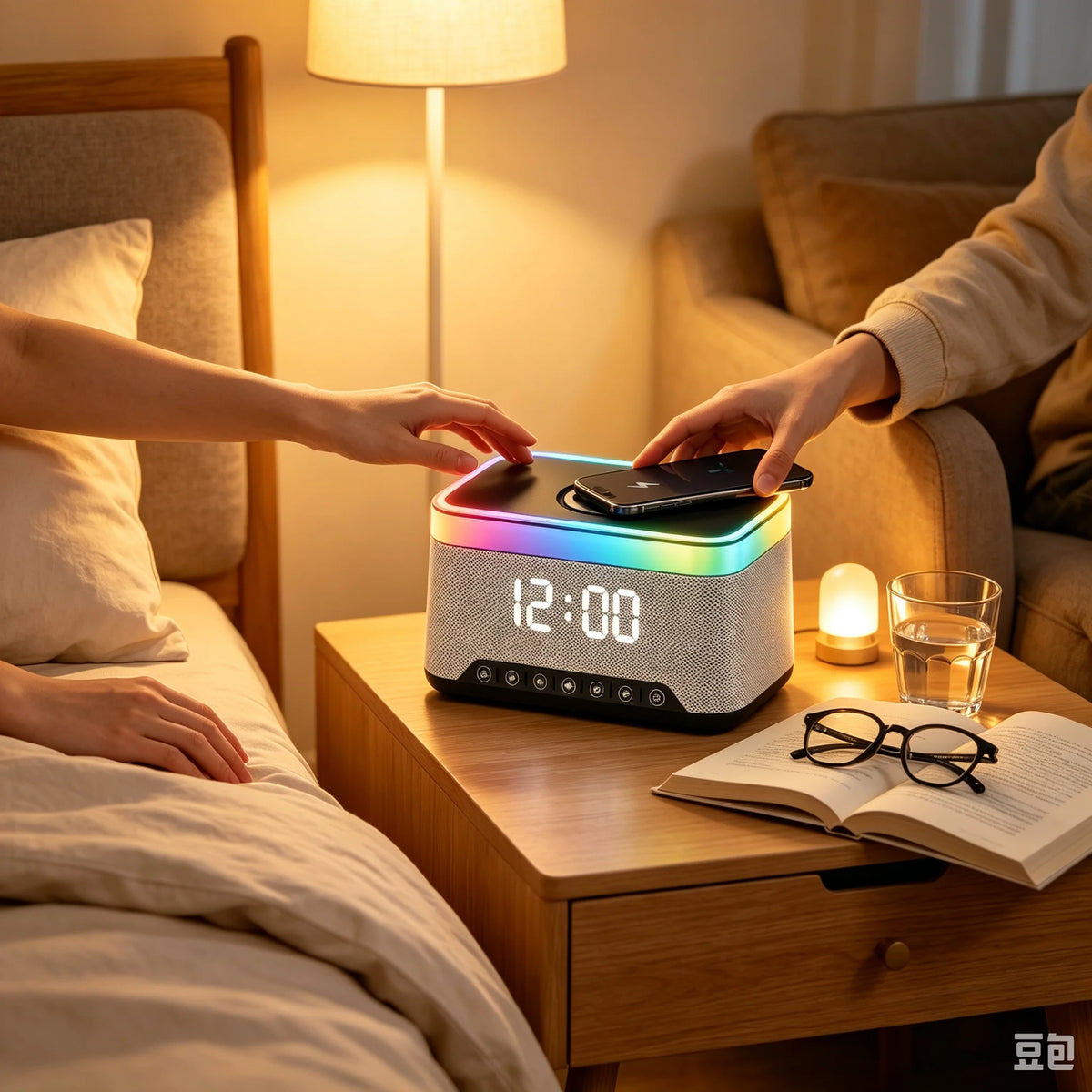 Lampe de chevet reveil chargeur