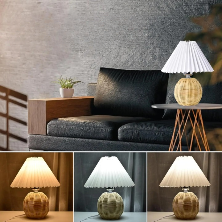 Petite lampe de chevet en rotin