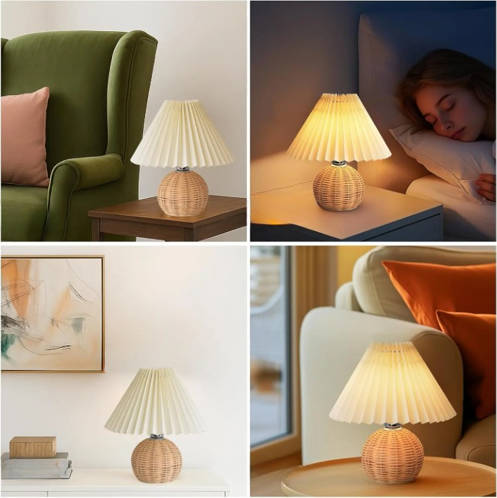 Petite lampe de chevet en rotin