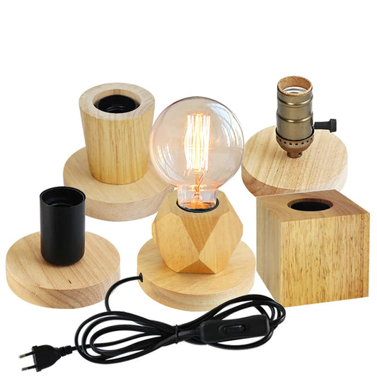 Pied de lampe de chevet en bois