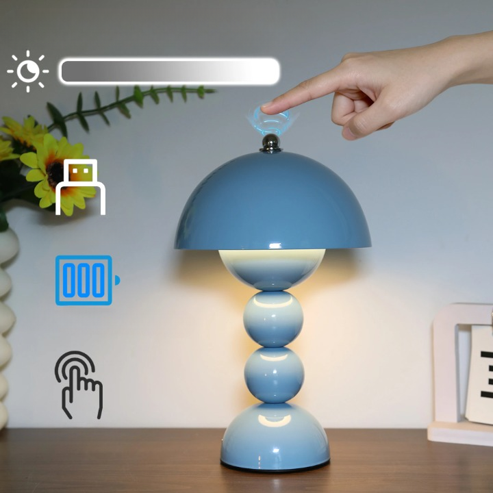 Lampe de chevet bleue tactile avec variateur d'intensité